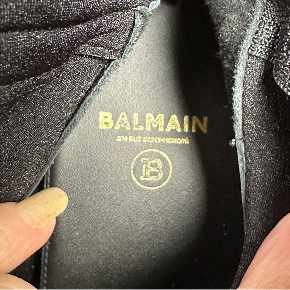 Balmain Black Leather & Gold Mettalic Platform Ankle Boots Women’s NEW - Picture 9 of 12